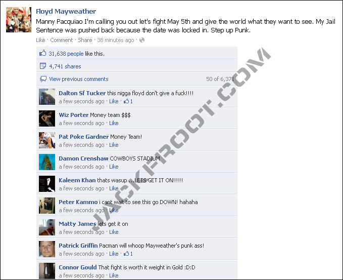 mayweather pacman fight facebook twitter